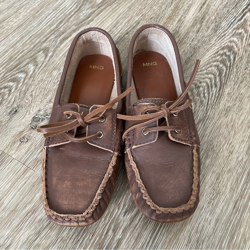 Mango leather boat shoes loafers